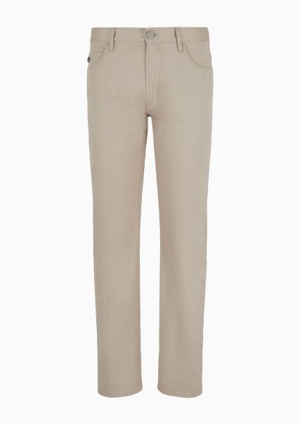 Pantalon 5 Poches Coupe Classique En Coton Stretch Homme Camel Moderne Jeans